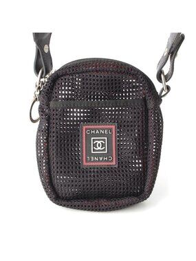 Chanel Sportsline Logo Mesh Shoulder Bag Black